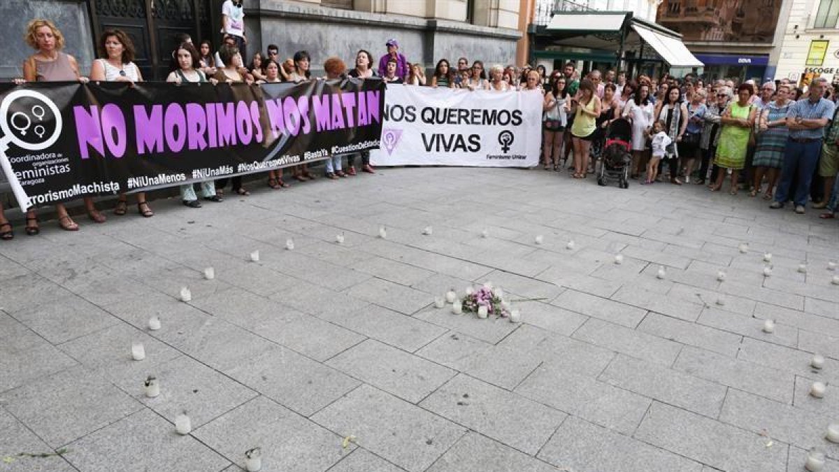 Manifestación contra la violencia machista celebrada en Zaragoza.
