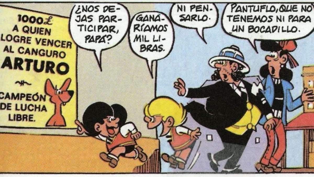 Viñeta de 'La vuelta al mundo' (1971), primera aventura larga de Zipi y Zape, en la que los traviesos hermanos viajan con sus padres.