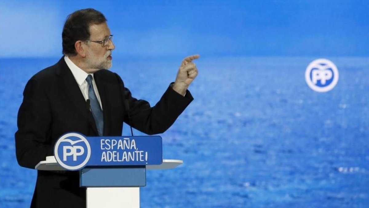 Mariano Rajoy, durante su intervención de este sábado en el congreso del PP.