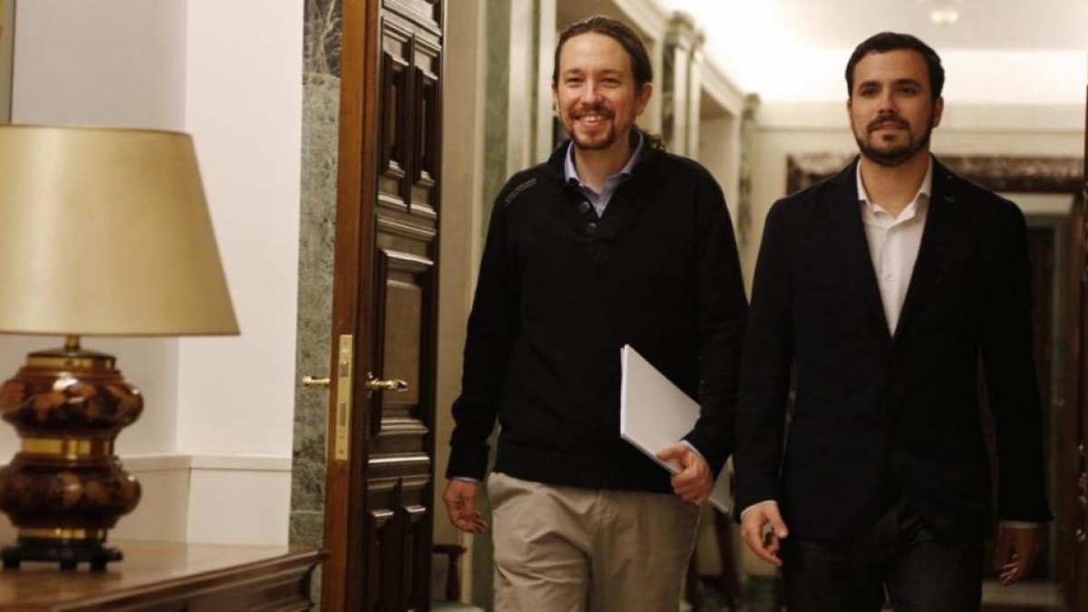 Pablo glesias y Alberto Garzón en el Congreso de los Diputados.