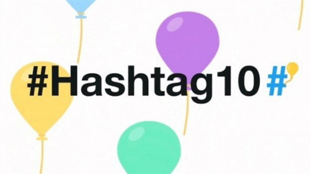 Imagen con la que Twitter celebra los 10 años del primer hashtag