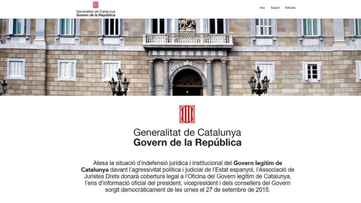 Captura de pantalla de la web del Govern de la República.