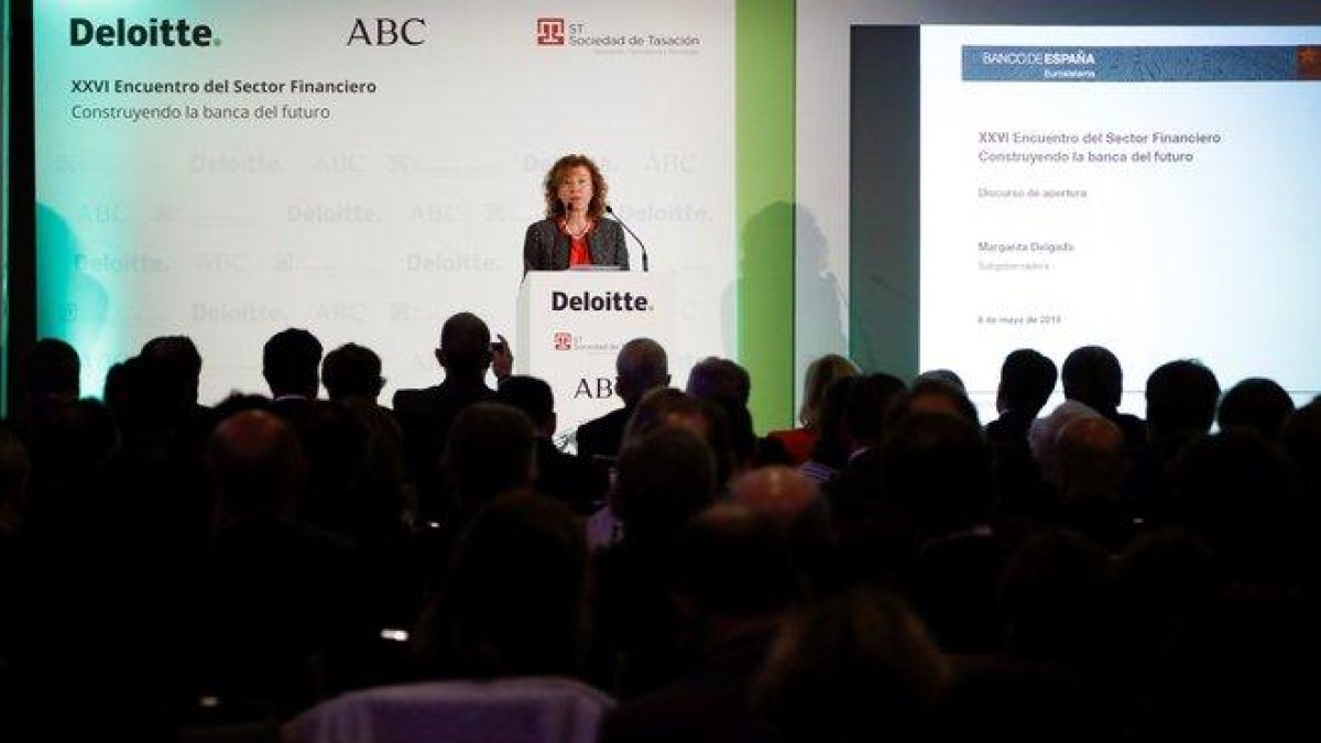 La subgobernadora del Banco de España Margarita Delgado interviene en la inauguración del XXVI Encuentro del Sector Financiero.