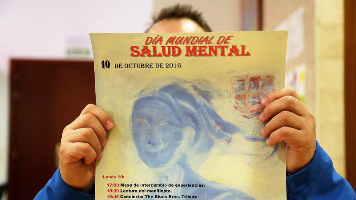 El cartel de los actos del Día Mundial de la Salud Mental en León es obra de una paciente leonesa, Mar, que lo donó para la fecha conmemorativa. SECUNDINO PÉREZ