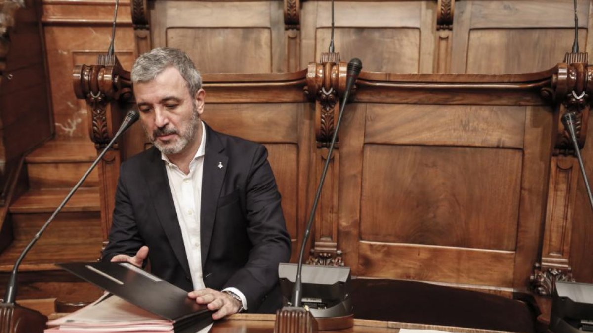 Jaume Collboni, en un pleno del Ayuntamiento de Barcelona.