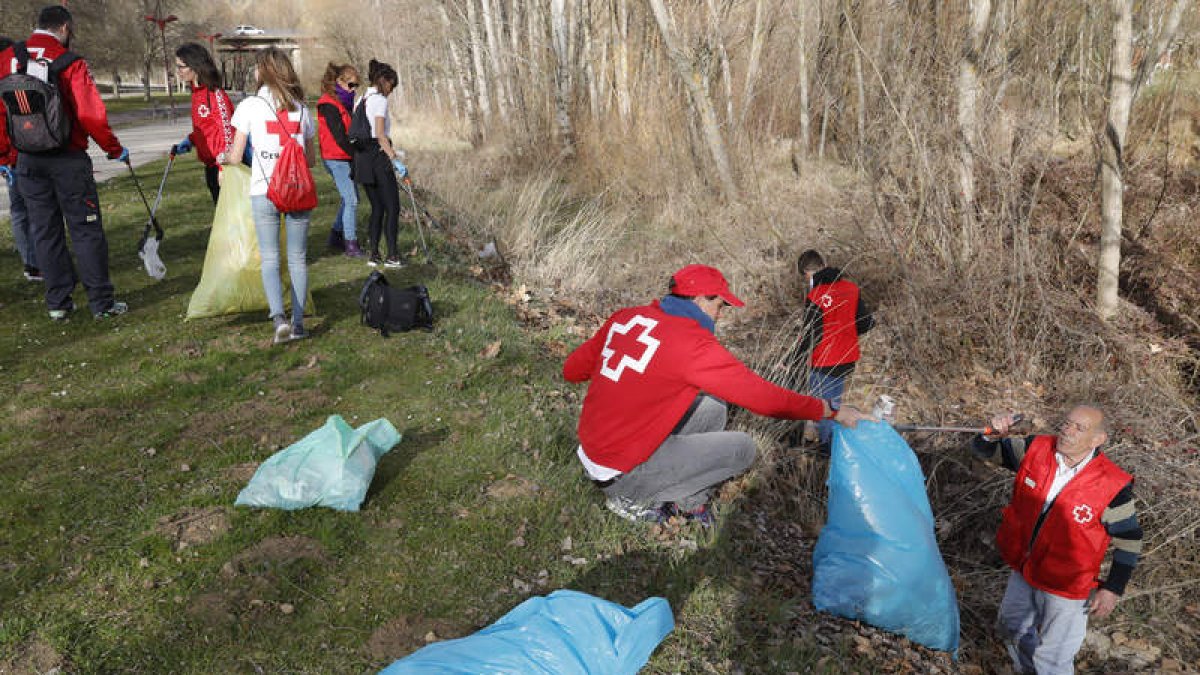 Un grupo de voluntarios recogiendo basura. RAMIRO