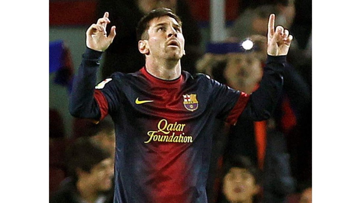 Lionel Messi celebra el gol que sentenció el partido ante el Deportivo en la Liga.
