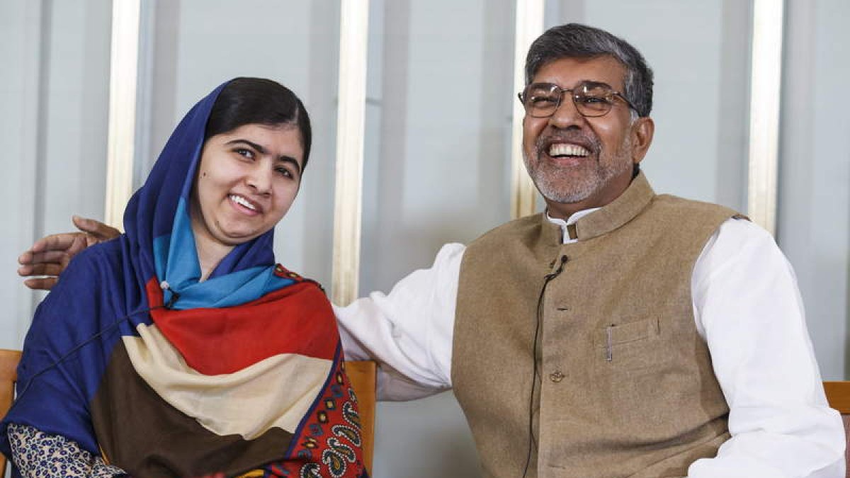 Los galardonados Malala Yousafzai y Kailash Satyarthi.