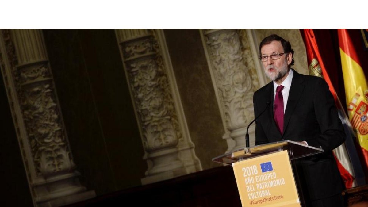El presidente del Gobierno Mariano Rajoy durante su intervención en el acto de presentación del Año Europeo del Patrimonio Cultural.