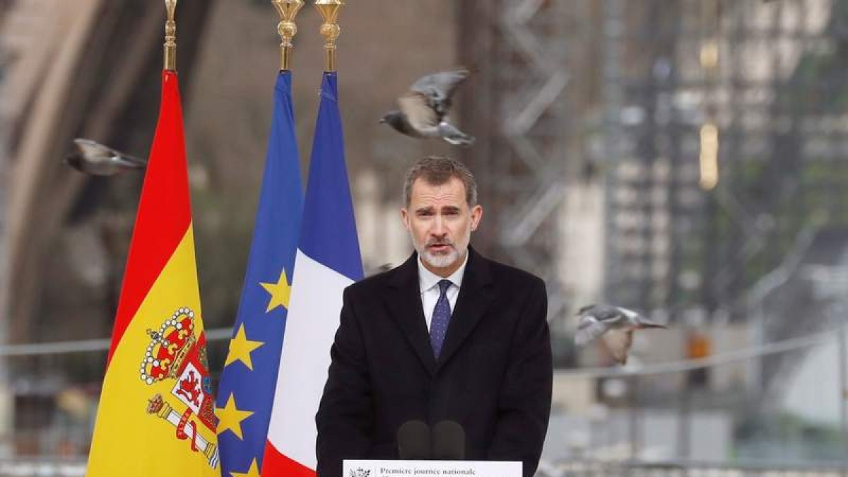 El rey hace unos días en el acto del Día Europeo de las Víctimas del Terrorismo en París.