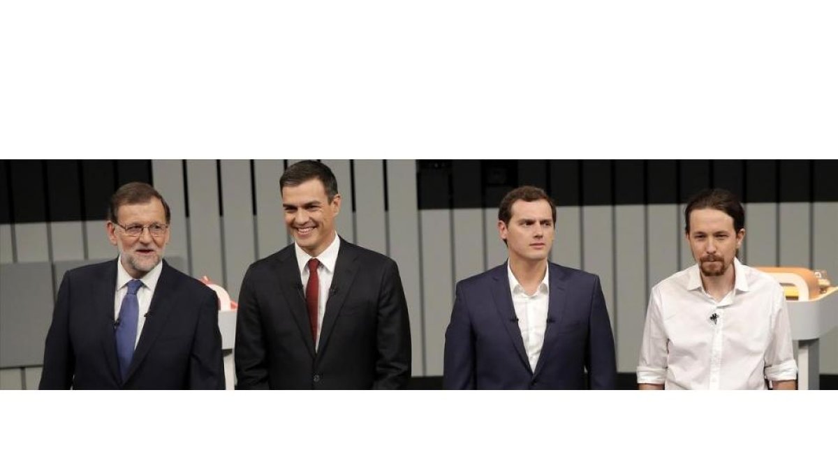 Mariano Rajoy, Pedro Sánchez, Albert Rivera y Pablo Iglesias, en el debate a cuatro de la campaña electoral del 26-J.