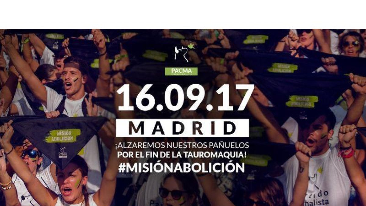 Cartel de la manifestación convocada por PACMA en Madrid el 16 de septiembre.