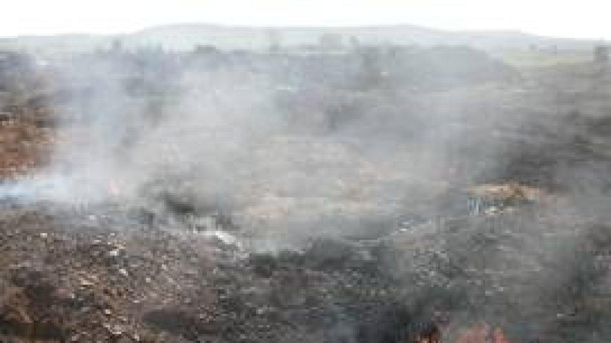 Hace 15 días, el vertedero ilegal de neumáticos de Castrillo de la Ribera continuaba ardiendo