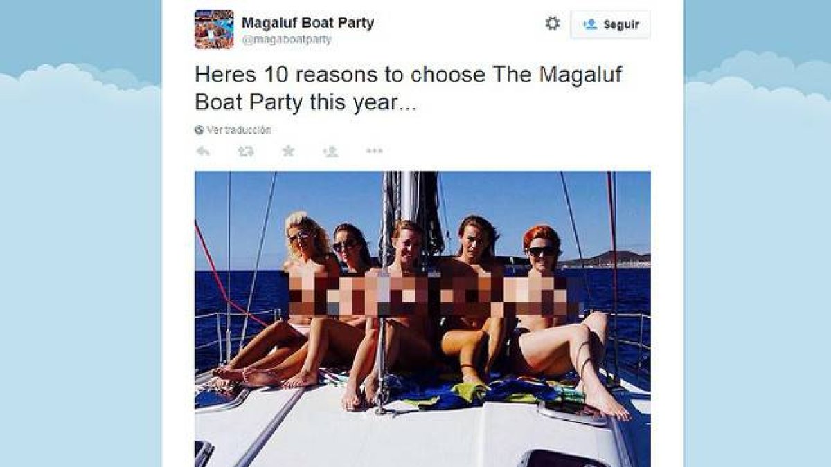 La imagen promocional (pixelada) de la empresa Magaluf Recruit.
