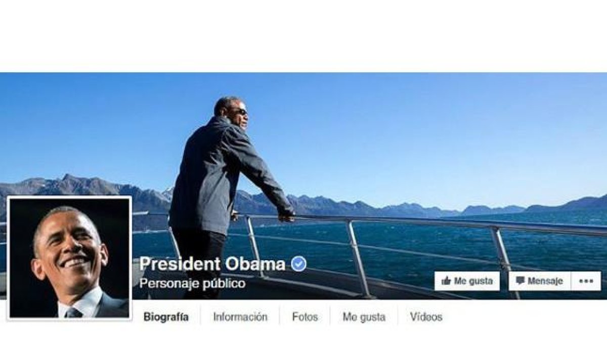 Imagen de la nueva cuenta de Obama en Facebook.