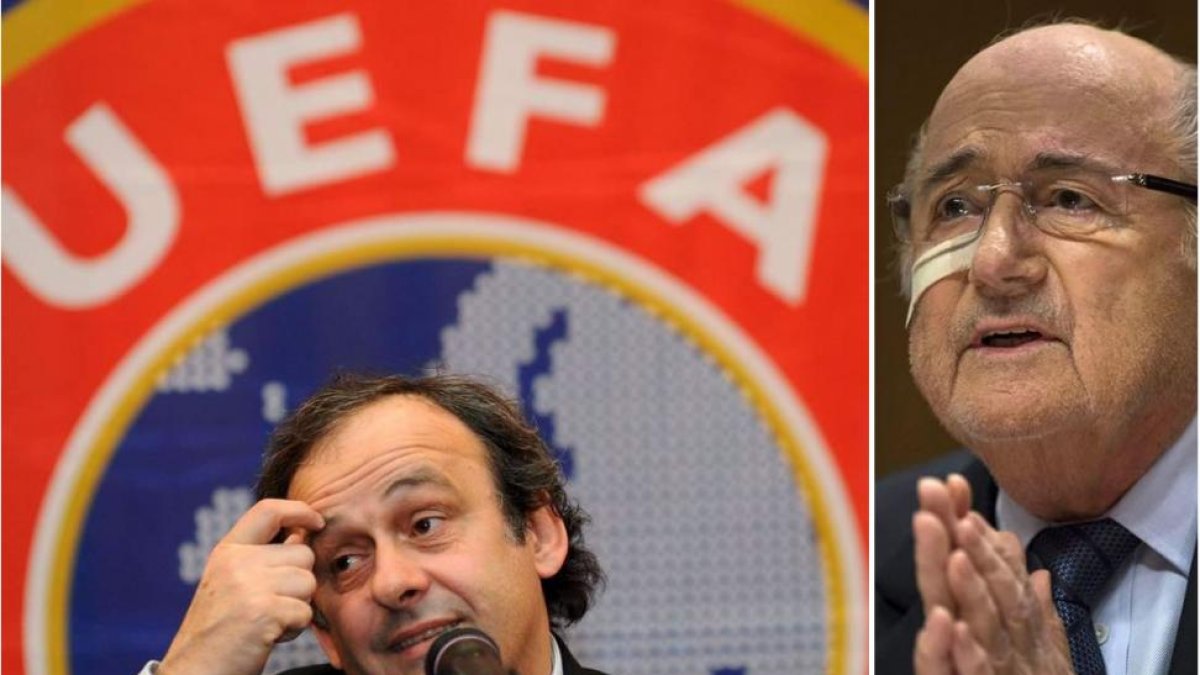Michel Platini, a la izquierda, presidente de la Uefa y Joseph Blatter, de la Fifa.