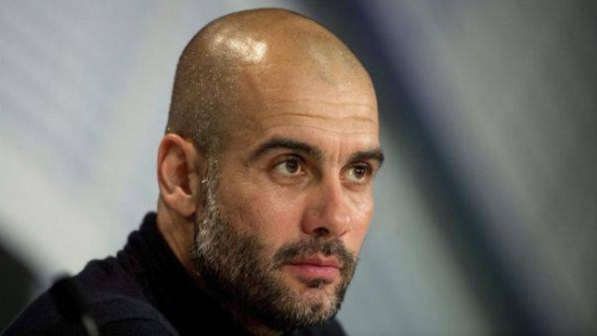 Guardiola en rueda de prensa.