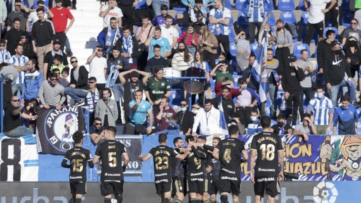 Un momento del partido entre el Leganés y la Deportiva. TWITTER DEPORTIVA