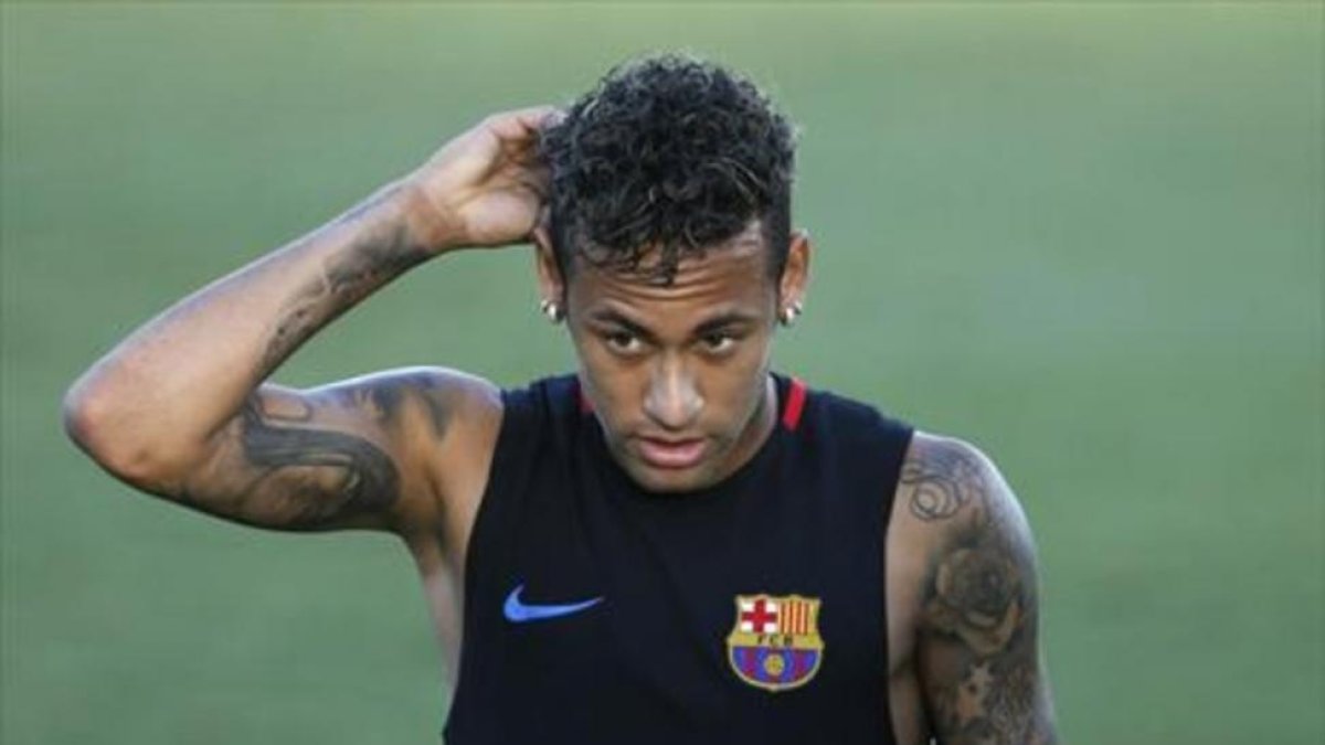 Neymar, en un entrenamiento en Miami.