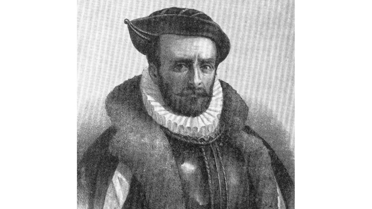 Retrato del navegante leonés Álvaro de Mendaña.