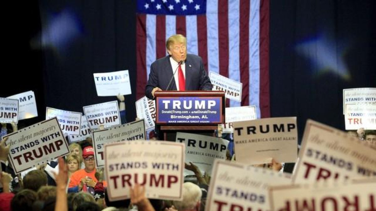 El magnate Donald Trump en un acto de campaña.