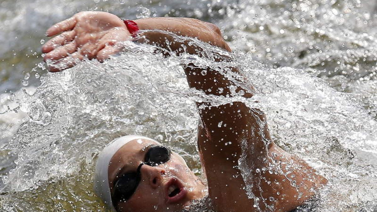 Villaécija, durante la prueba de los 10 kilómetros que disputó en las aguas abiertas de Londres 2012.