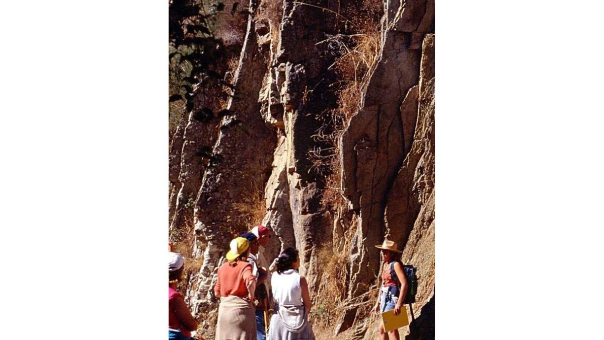 Un grupo de excursionistas en la ruta Viajando al pasado.