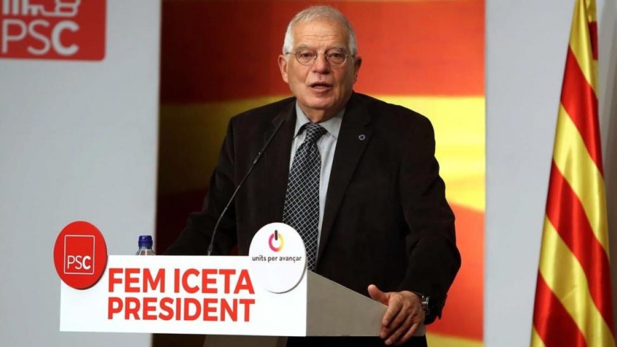 Josep Borrell, en un acto de campaña del PSC.