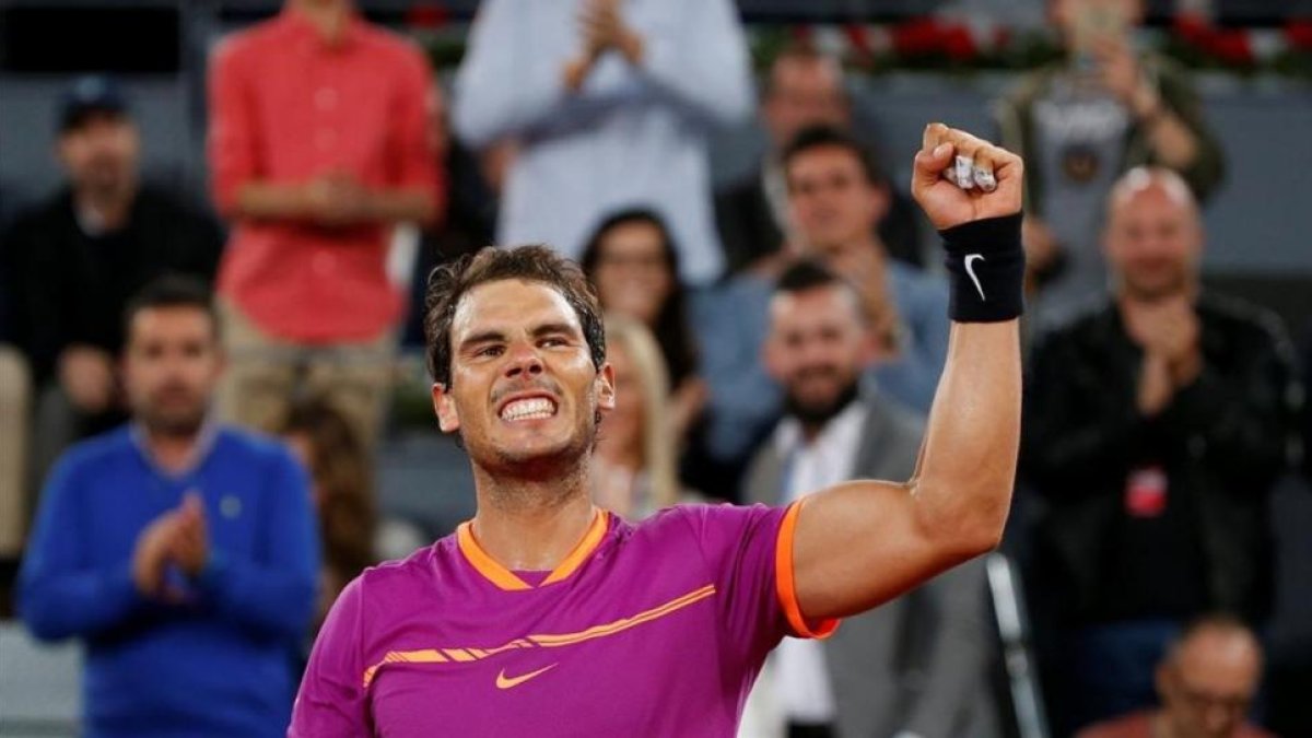 Nadal celebra con entusiasmo su victoria ante Goffin.