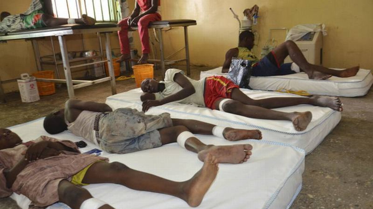 Heridos del último atentado de Boko Haram en la aldea de Maiduguri (Nigeria).