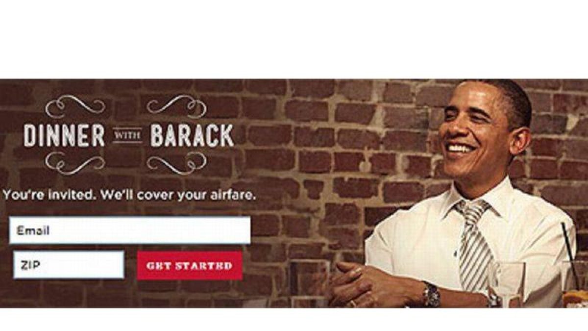 Imagen de la iniciativa 'Meet me for dinner' de la campaña de Barack Obama.