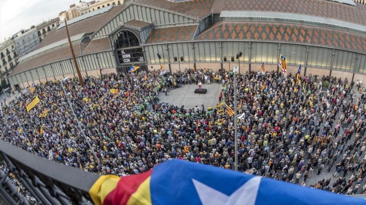 Manifestación de la ANC en Barcelona, este lunes.