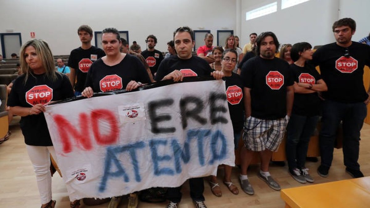 Una de las últimas protestas de la plantilla de Atento. MARCIANO PÉREZ