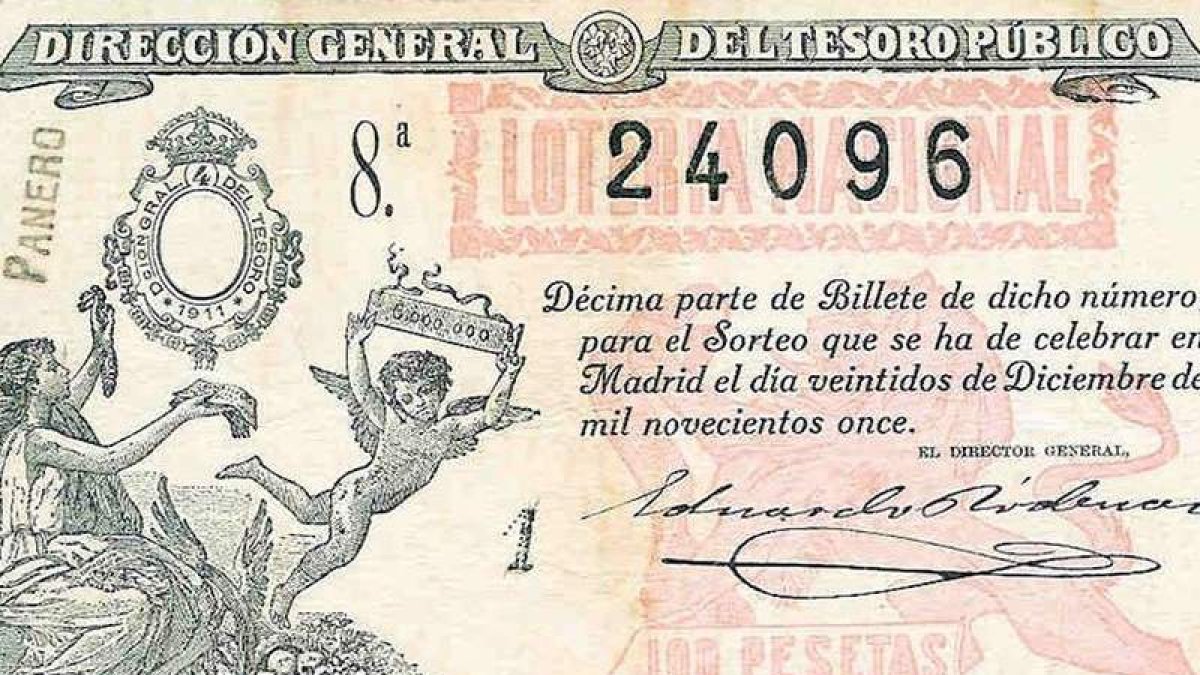 Décimo de Loterías Panero para el 22 de diciembre de 1911. DL