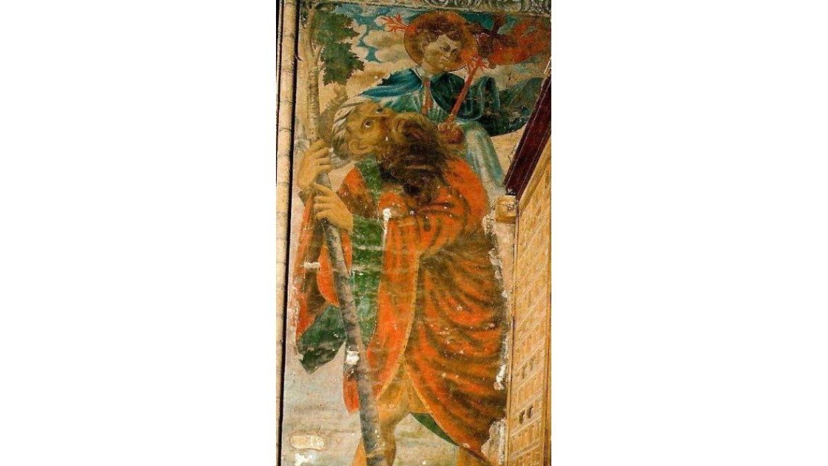 El gran fresco de San Cristóbal, que precisa ser restaurado