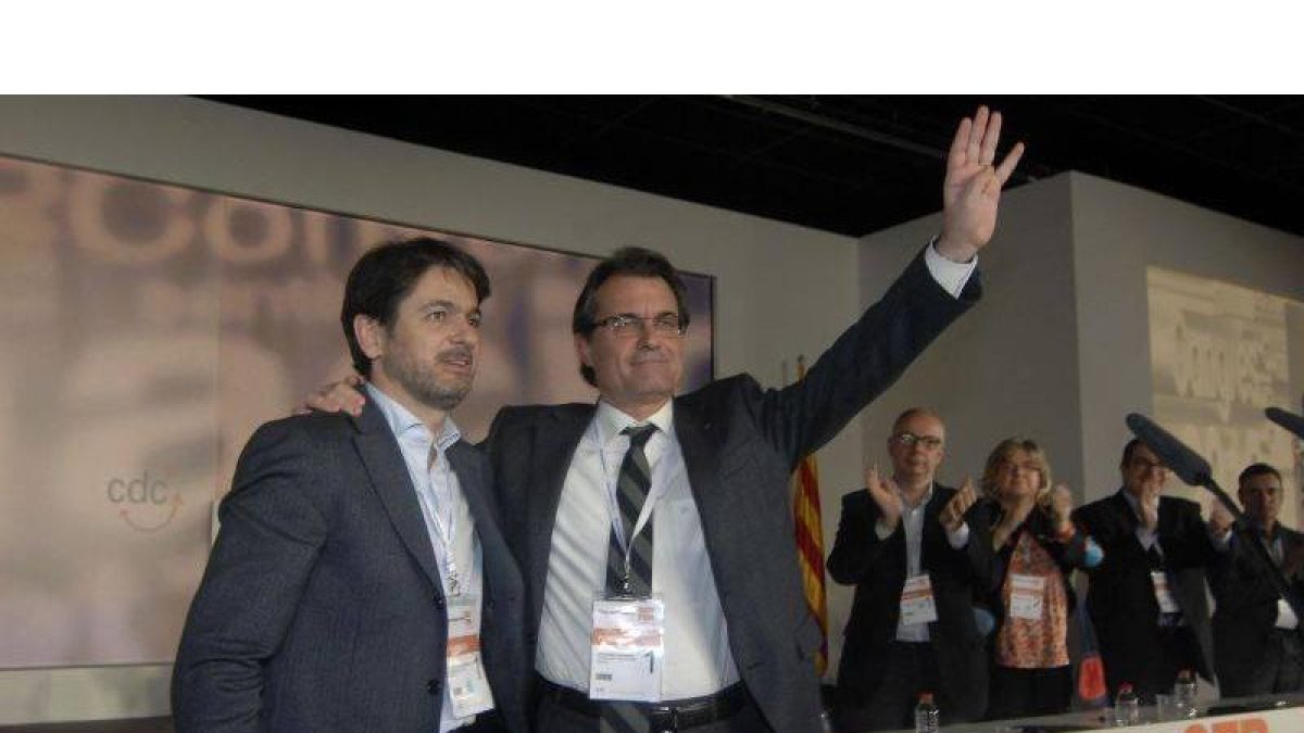 Artur Mas y Oriol Pujol al finalizar el congreso.