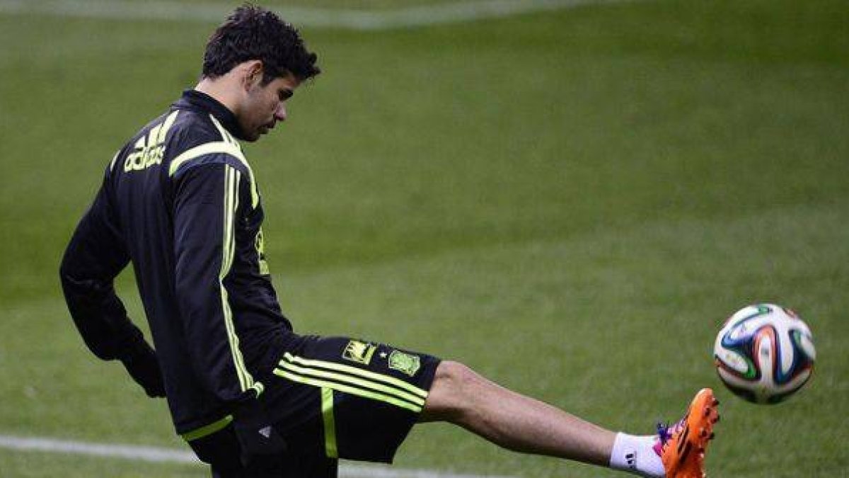 Diego Costa, durante un entrenamiento de la selección española, el pasado marzo.