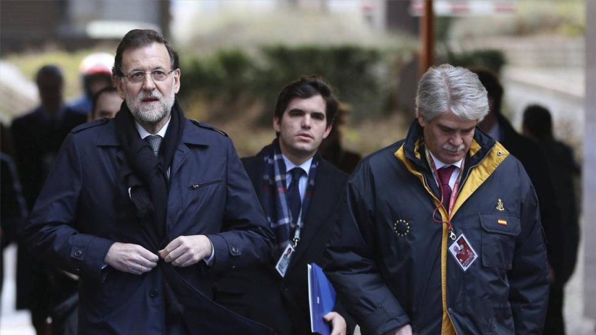 El presidente del Gobierno español, Mariano Rajoy , a su llegada a la cumbre de líderes de la Unión Europea