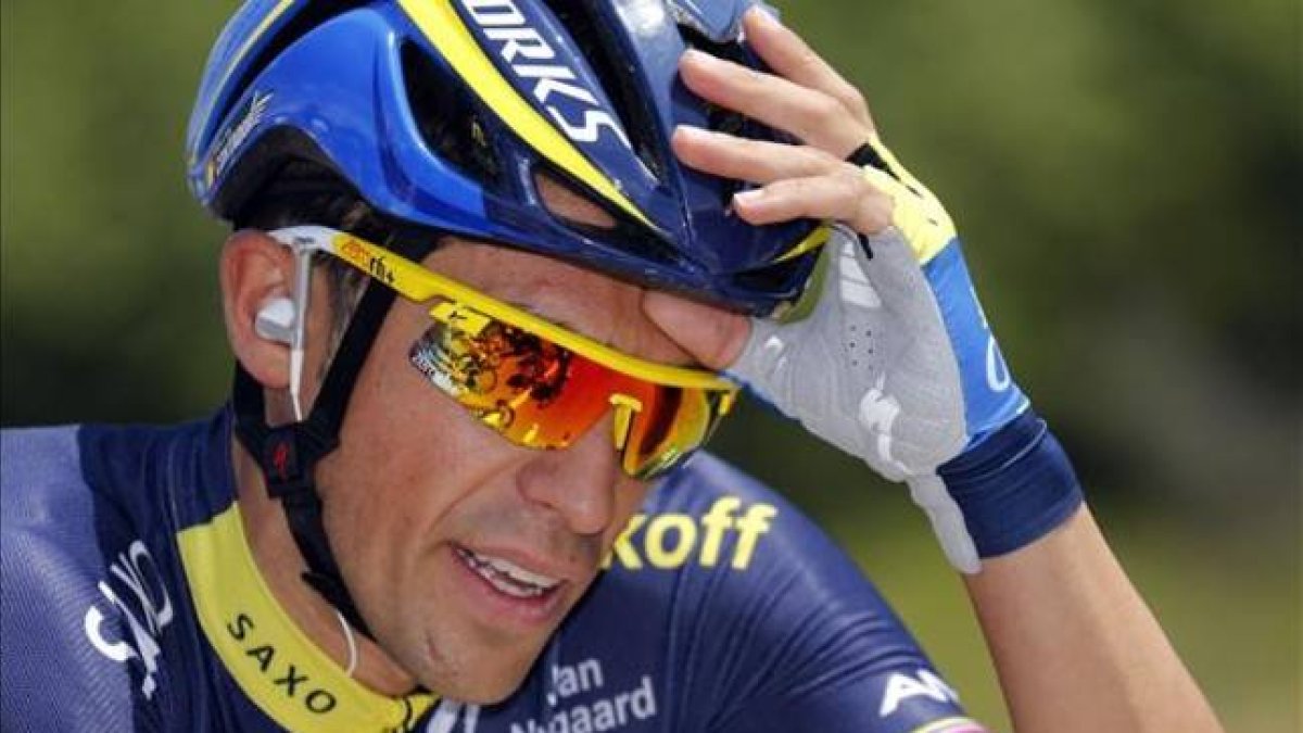 Contador, en un momento de la primera etapa del Tour.