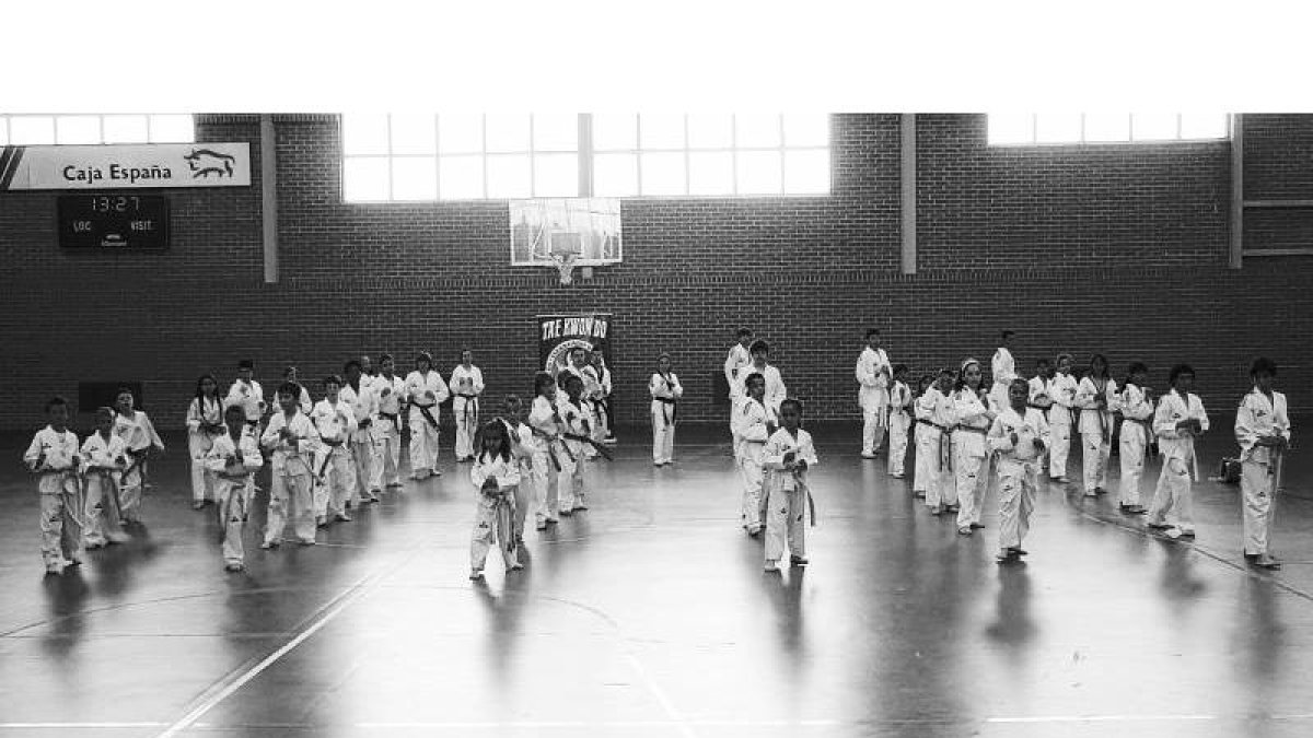 Imagen de la exhibición de la escuela deportiva de taekwondo que tuvo lugar el sábado.