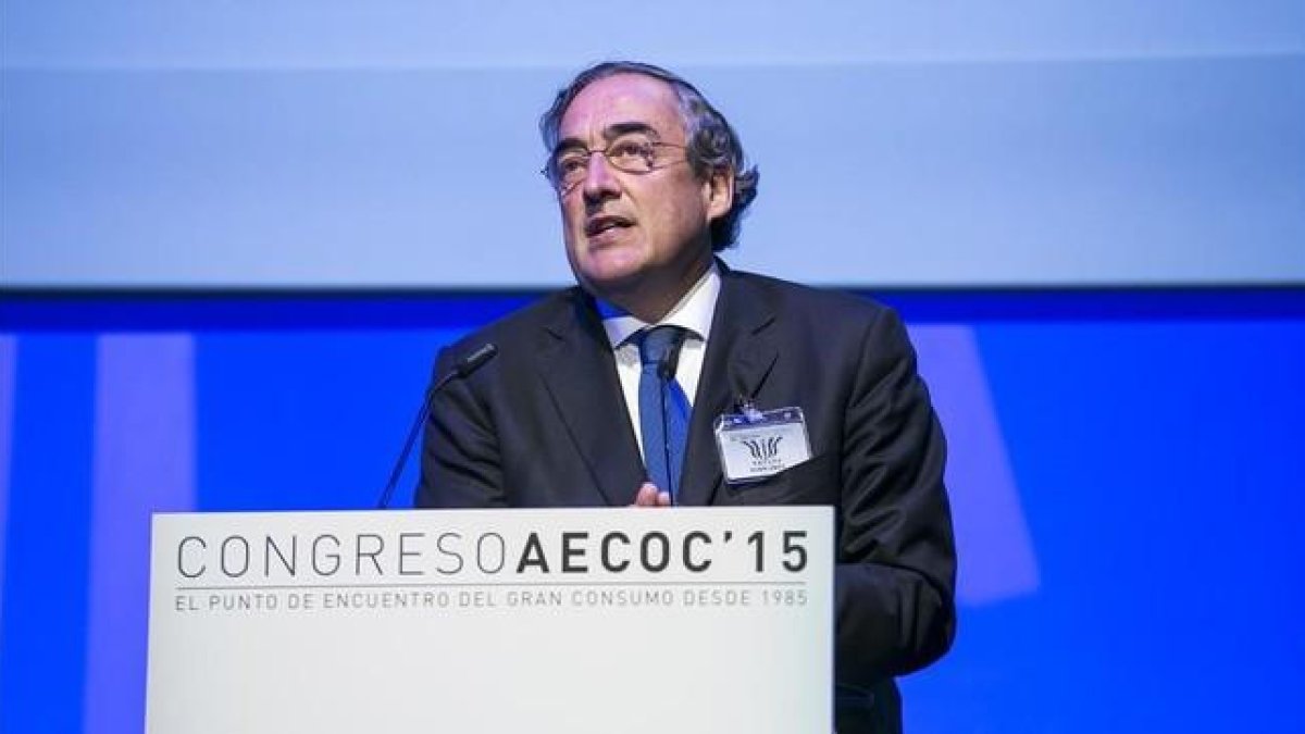 Juan Rosell, presidente de la patronal CEOE, en el congreso de AECOC en octubre del 2015.