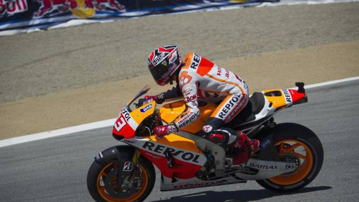 Marc Márquez, durante los entrenamientos en el circuito de Laguna Seca.