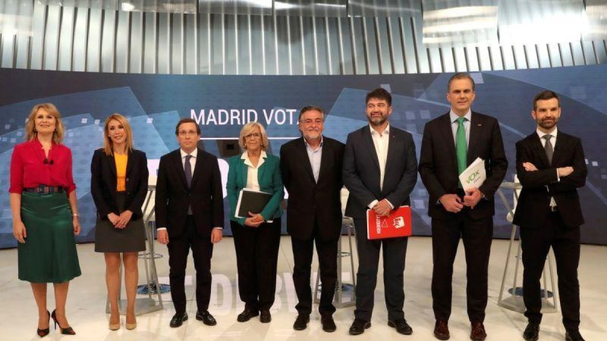 Imagen de los participantes en el debate organizado por Telemadrid con los candidatos a la alcaldía de Madrid.