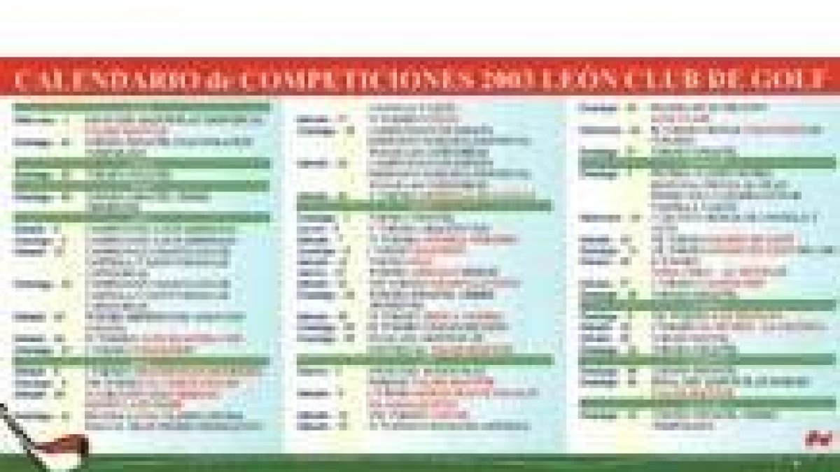 Calendario de las pruebas que albergará este año el León Club de Golf de San Miguel del Camino