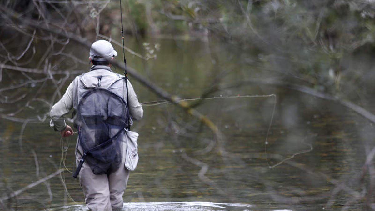 Un pescador en uno de los muchos tramos que existen a lo largo y ancho de la provincia. FERNANDO OTERO