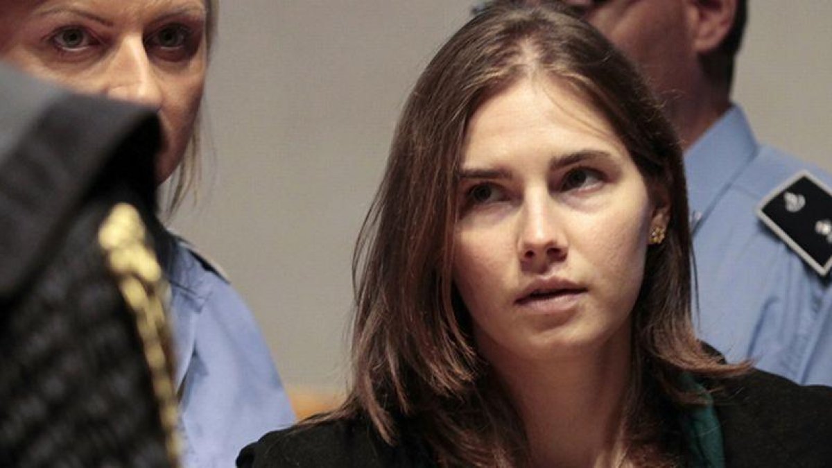 Amanda Knox durante su alegato final en el juicio celebrado hoy en Italia.