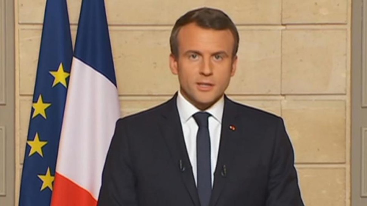 Macron, durante su discurso de este jueves sobre el clima.