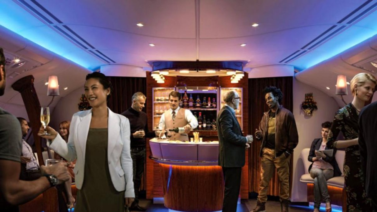La sala VIP del A380 de Emirates.