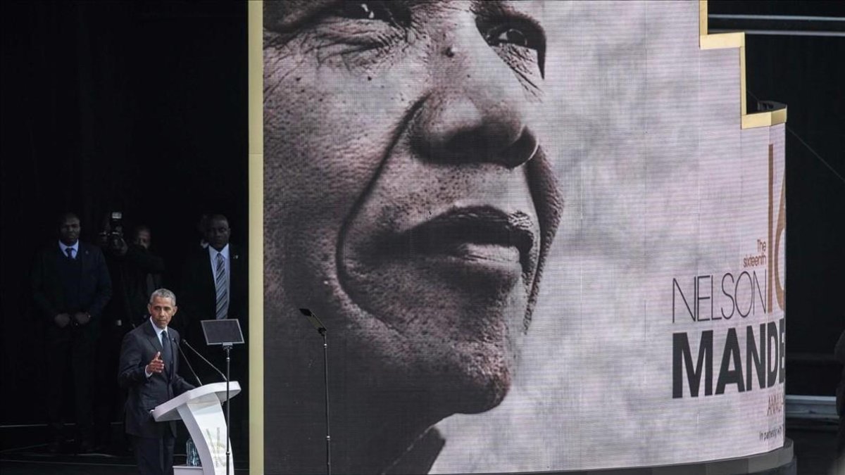 Obama, durante la conferencia sobre Mandela en Johannesburgo.