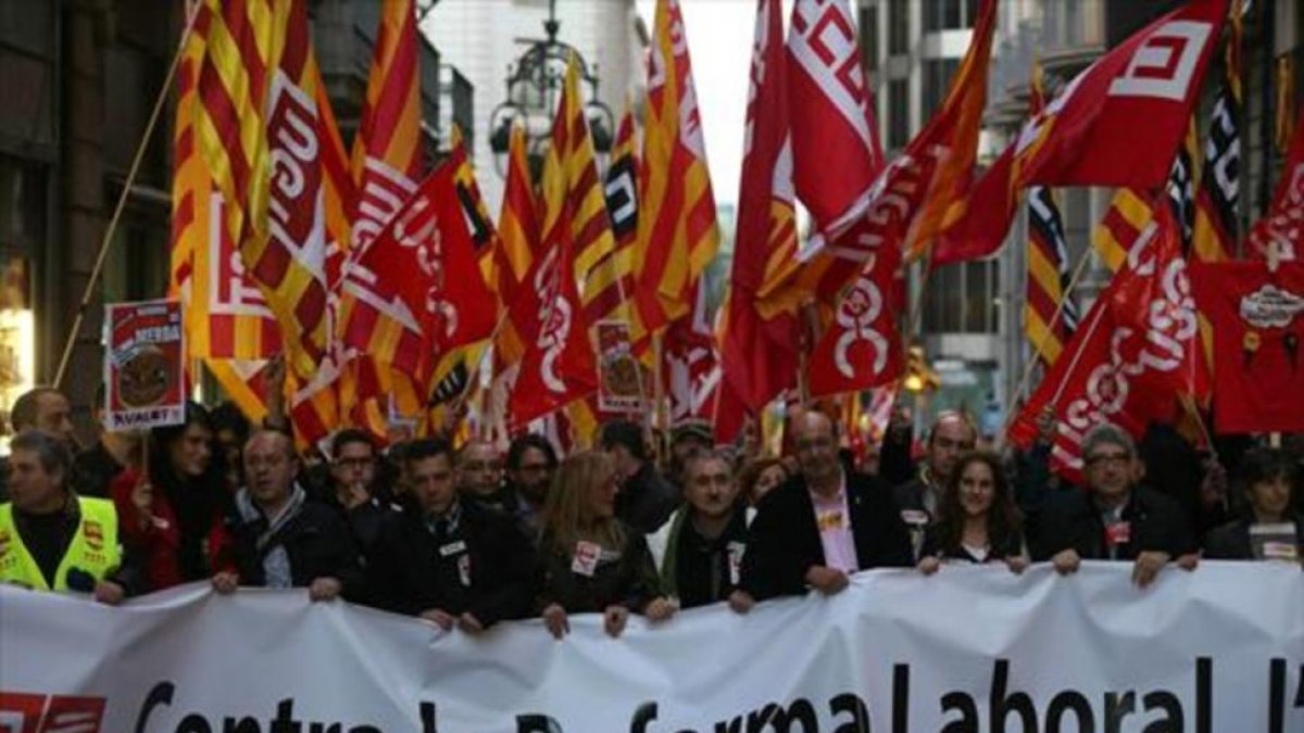 Marcha de protesta contra la reforma laboral del PP, en el 2014.